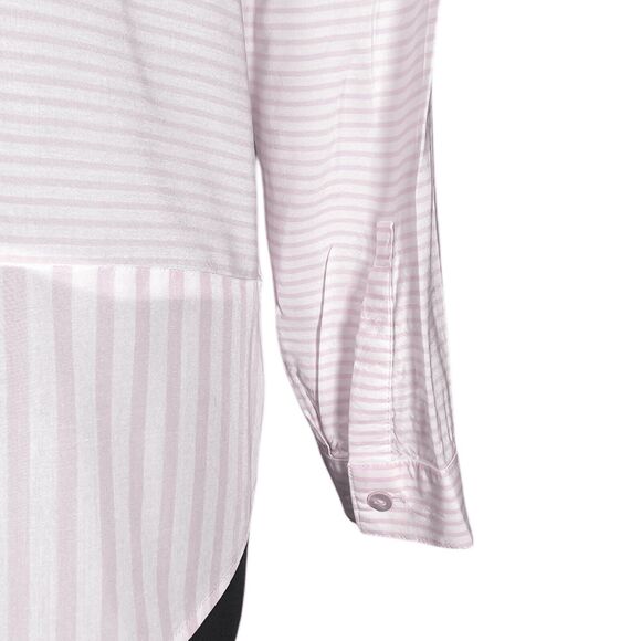 J. Jill Women's Shirt Button Up Pink White Striped V-Neck Blouse Tunic Top Small - Picture 9 of 9